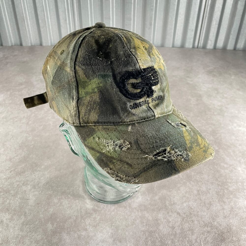 Vintage Camo Distressed Hat General Pump Strapback Baseball Cap Streetwear